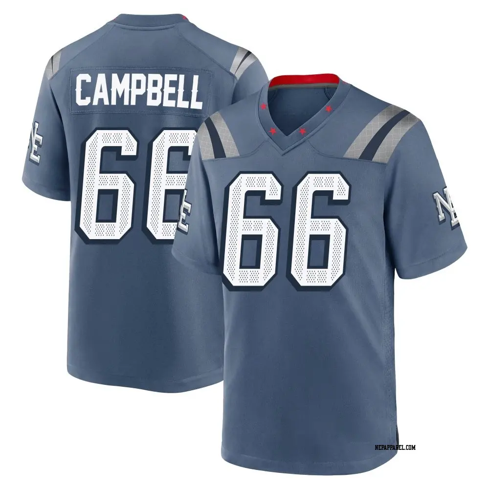 Game Blue Men's Will Campbell New England Patriots Storm 2025 Rivalries Collection Jersey