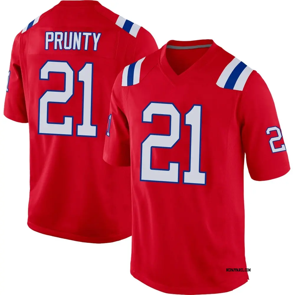 Game Red Youth Karon Prunty New England Patriots Alternate Jersey