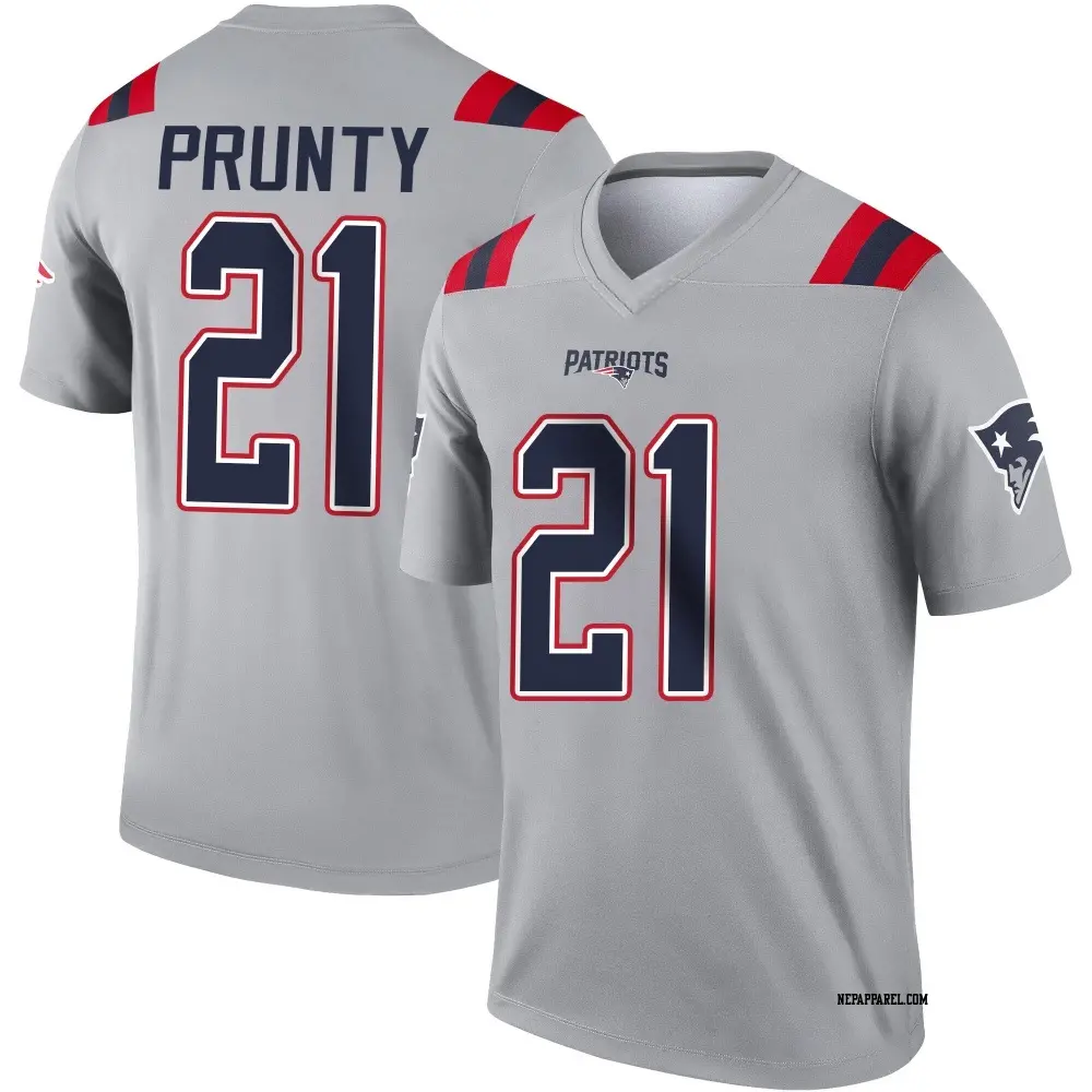 Legend Gray Men's Karon Prunty New England Patriots Inverted Jersey