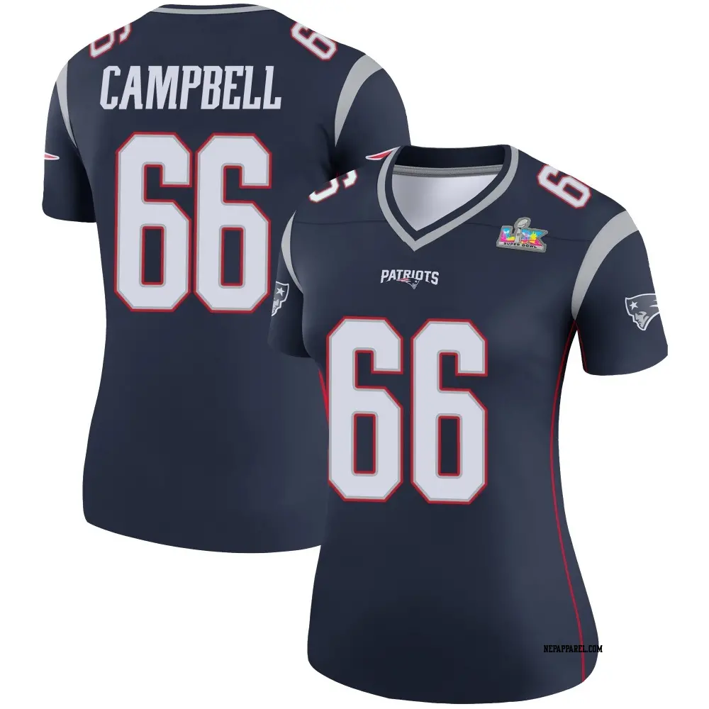 Legend Navy Women's Will Campbell New England Patriots Super Bowl LX Patch Jersey