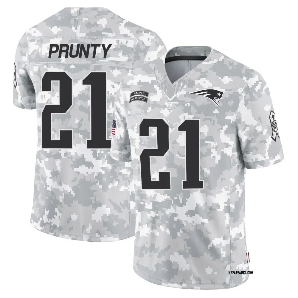 Limited Arctic Camo Youth Karon Prunty New England Patriots 2024 Salute to Service Jersey