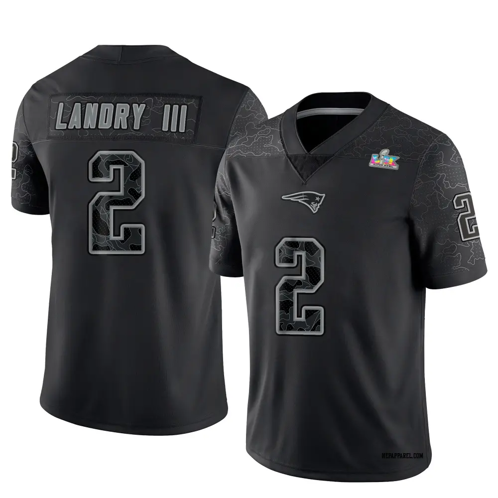 Limited Black Men's Harold Landry III New England Patriots Reflective Super Bowl LX Patch Jersey