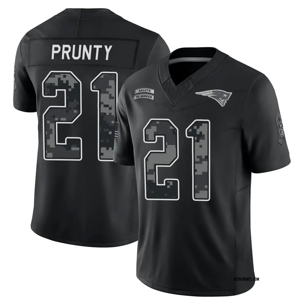 Limited Black Youth Karon Prunty New England Patriots 2026 Salute to Service Stitched Jersey