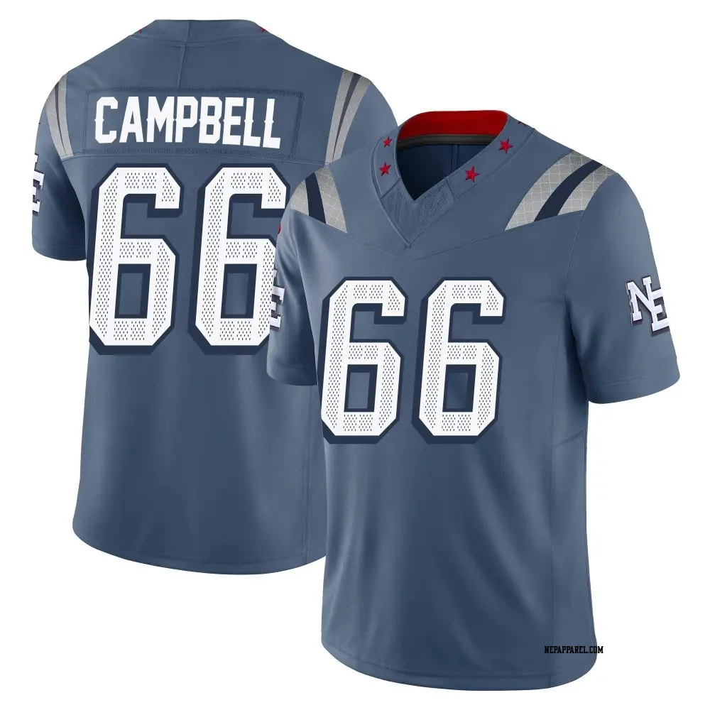 Limited Blue Men's Will Campbell New England Patriots Storm 2025 Rivalries Collection Jersey