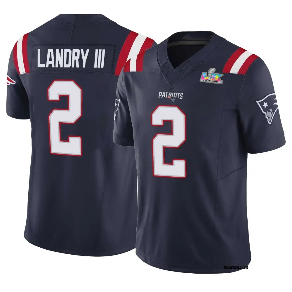 Limited Navy Men's Harold Landry III New England Patriots Vapor F.U.S.E. Super Bowl LX Patch Jersey