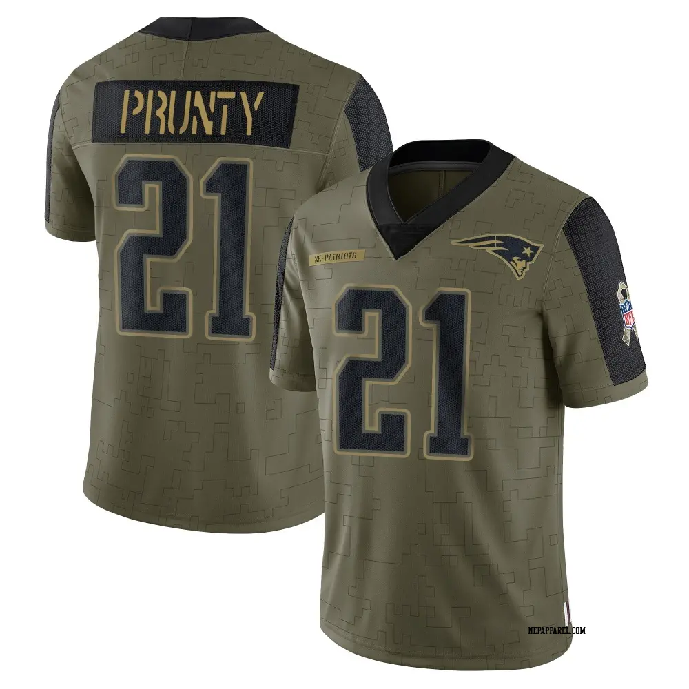 Limited Olive Men's Karon Prunty New England Patriots 2021 Salute To Service Jersey