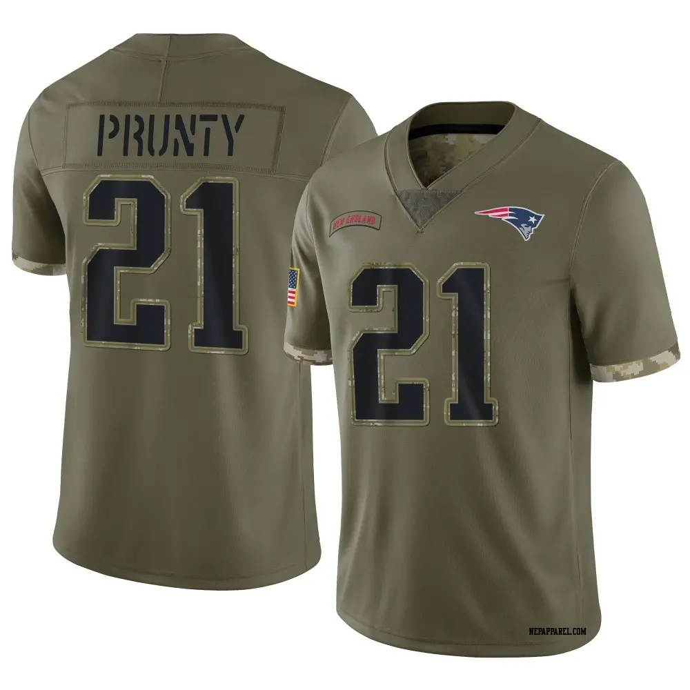 Limited Olive Men's Karon Prunty New England Patriots 2022 Salute To Service Jersey