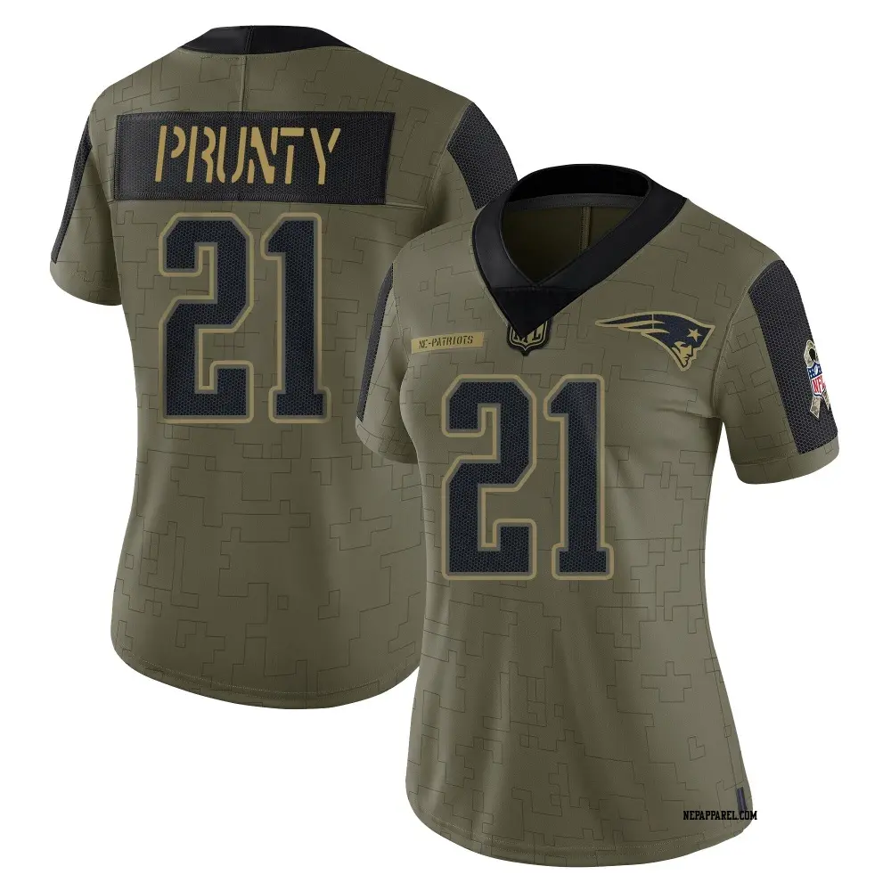 Limited Olive Women's Karon Prunty New England Patriots 2021 Salute To Service Jersey