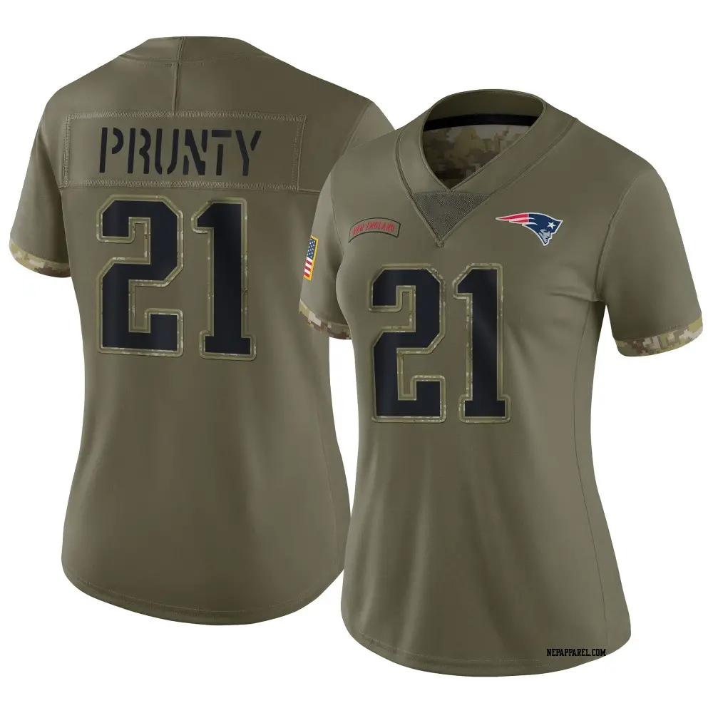 Limited Olive Women's Karon Prunty New England Patriots 2022 Salute To Service Jersey