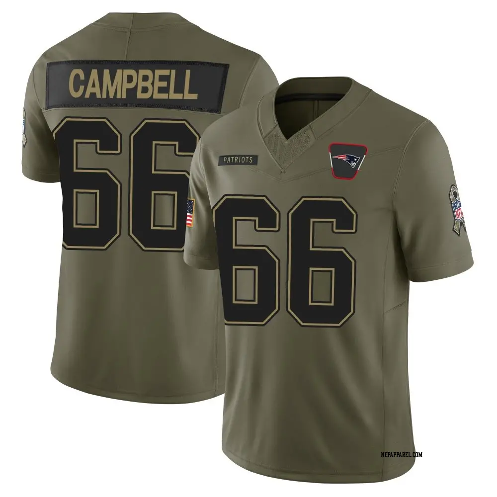 Limited Olive Youth Will Campbell New England Patriots 2025 Salute to Service Jersey